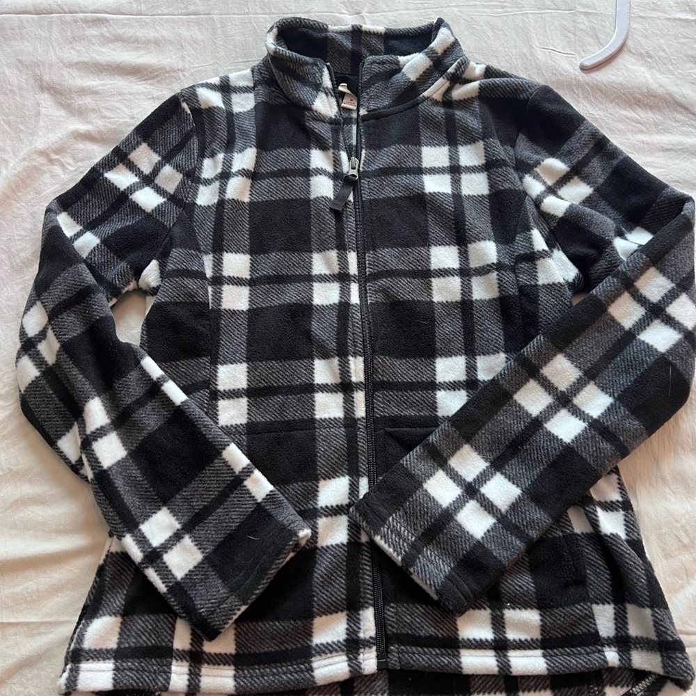 Merona Black and White Plaid Teddy Jacket